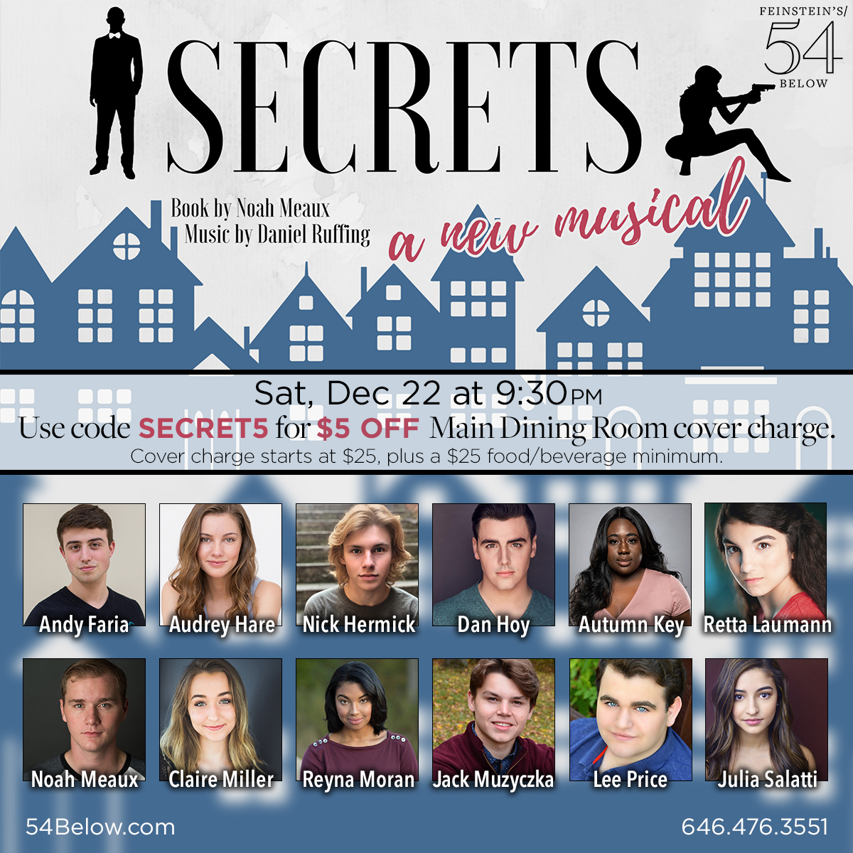 Poster of Secrets: A New Musical with headshots of students performing